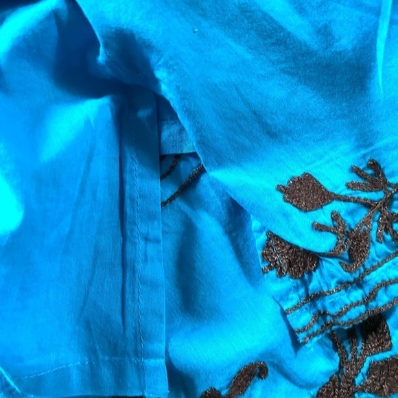 Veranéis Boho Embroidered V-Neck Long Sleeves Turquoise Pullover Tunic Size: 2X - Picture 10 of 10